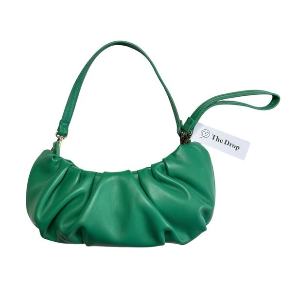 The Drop Ulla Ruched Convertible Bag Clutch Ultramarine Green NWT - Picture 4 of 16